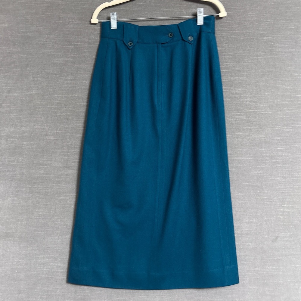 Vintage Barrie Pace Skirt 10 Blue Teal Maxi Pencil Slit Career Office Work 90s